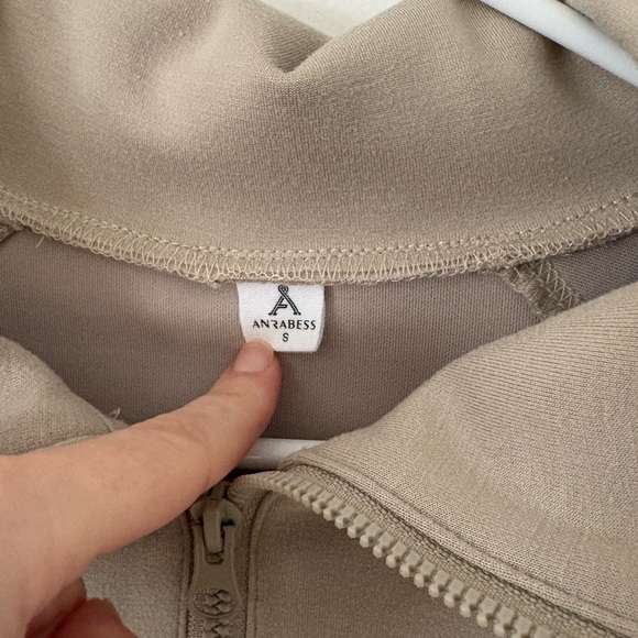 Anrabess Light Khaki 2 Piece Wide Leg Lounge Set Funnel Neck Pullover Size Small - Picture 9 of 14